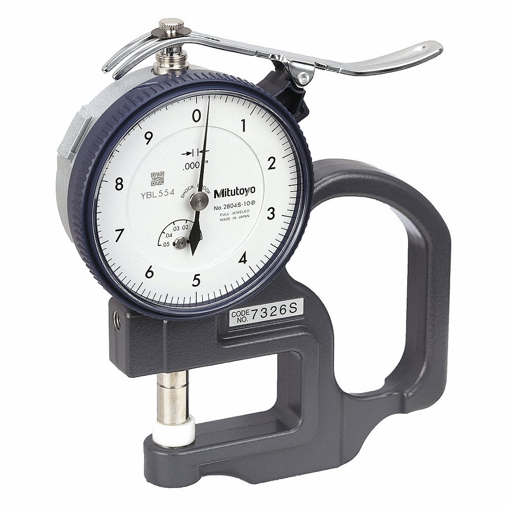 Dial Thickness Gauge, 0.0001 Inch to 0.05 In, Inch, 0.0001 In Graduations