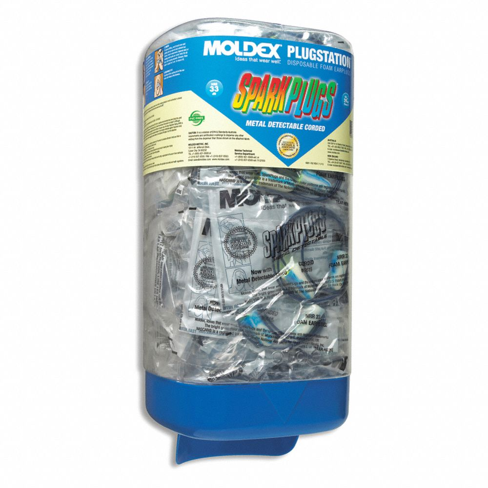 Ear Plug Dispensing System, Dispenser with Refill, Bullet, 33 dB NRR, 150 Pairs, Corded