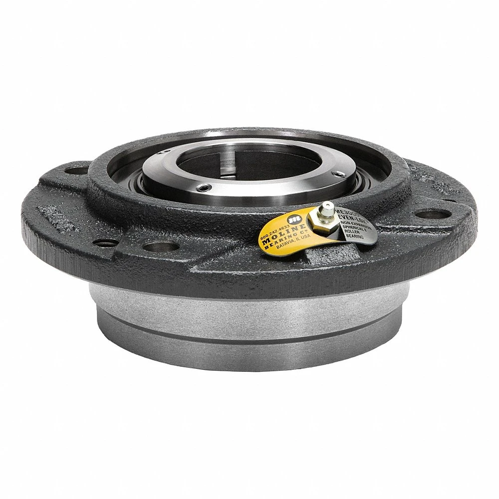6 Bolt Flange Bearing, Spherical Roller, 4 7/16 Inch Bore, Cast Iron, Concentric Collar