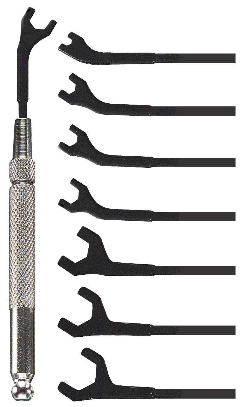 Open End Wrench Set, 9 Pc. Interchangeable, 1 Handle, 8 Blades