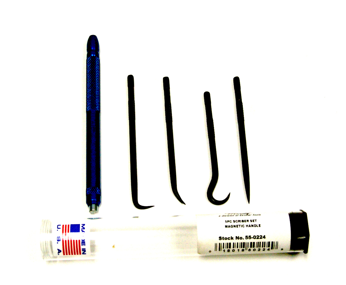 Scriber/Pick Set, 4 Blades And 1 Handle, 5 Pc., Magnetic Handle