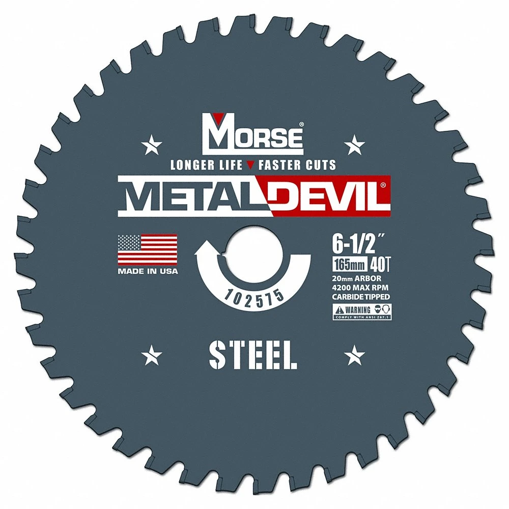 Circular Saw Blade, 6 1/2 Inch Dia, 40 Teeth, 0.06 Inch Cut Width, 13/16 Inch Arbor Size