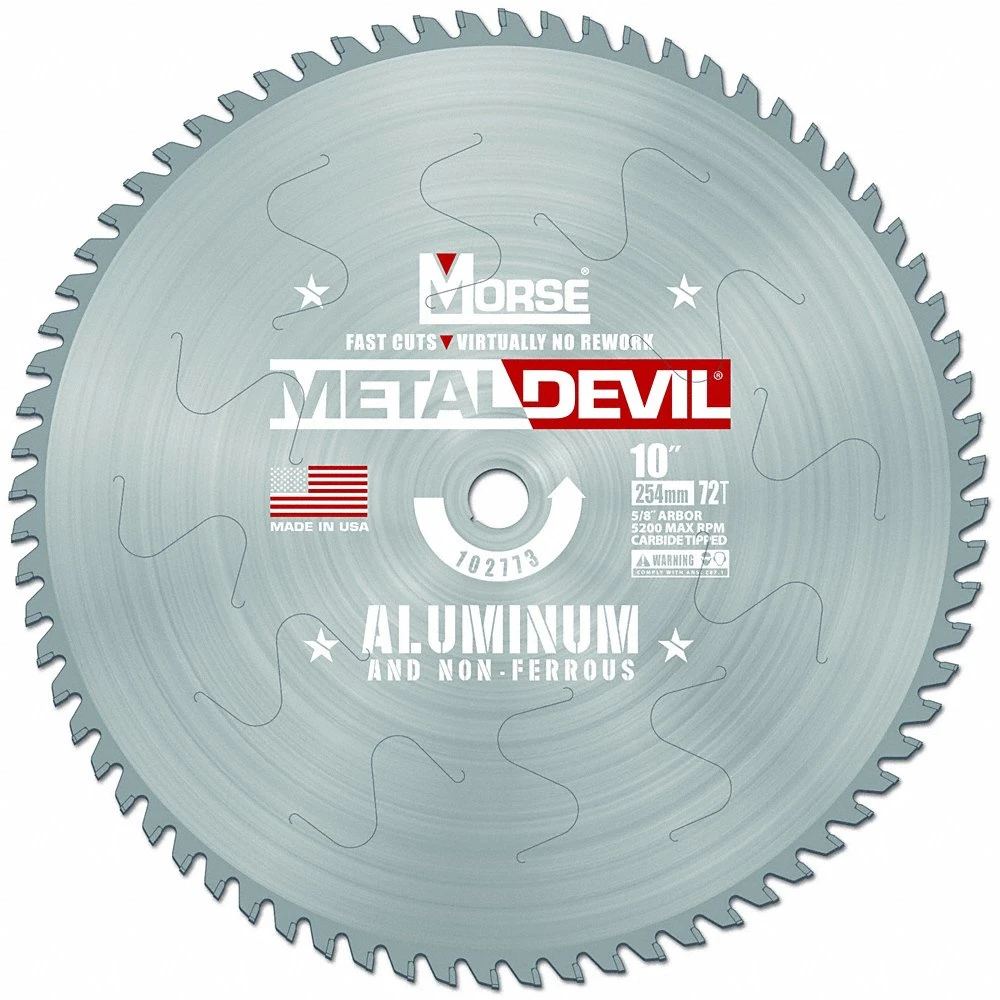Circular Saw Blade, 10 Inch Dia, 72 Teeth, 0.09 Inch Cut Wd, 5/8 Inch Arbor Size, Carbide