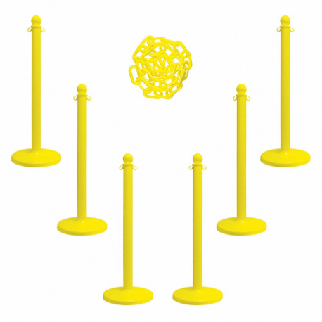 MR. CHAIN 71102-6 Barrier Post Kit, Outdoor or Indoor, 2 1/2 Inch Post Dia, 40 Inch Height, Yellow, Plastic | CT3WVU 490Z86