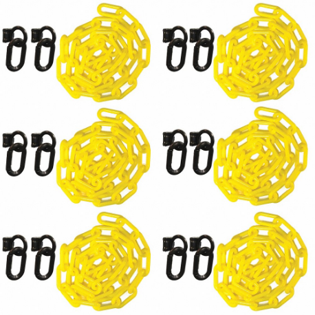 MR. CHAIN 72302-6 Plastic Cha Inch, Outdoor or Indoor, 9 ft Length, Yellow, Polyethylene, 6 PK | CT3WWP 52YC06