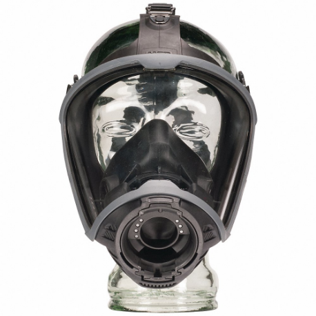 Full Face Respirator, Rubber, Push to Connect, L Mask Size, Rubber, Cartridges Included