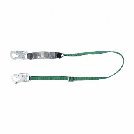 Shock-Absorbing Lanyard, Shock Pack, Steel Snap Hook, Steel Snap Hook, 310 Lb Capacity