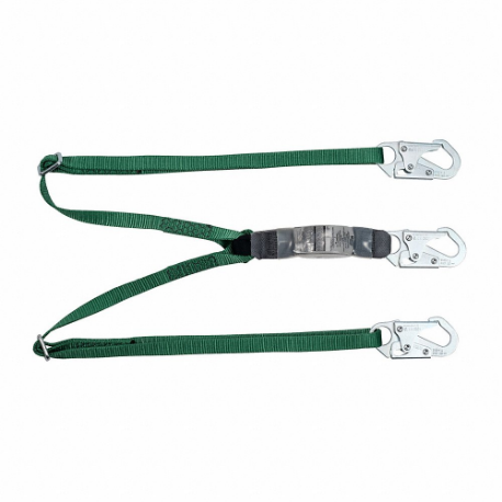 Shock-Absorbing Lanyard, Shock Pack, Steel Snap Hook, Steel Snap Hook, 310 Lb Capacity