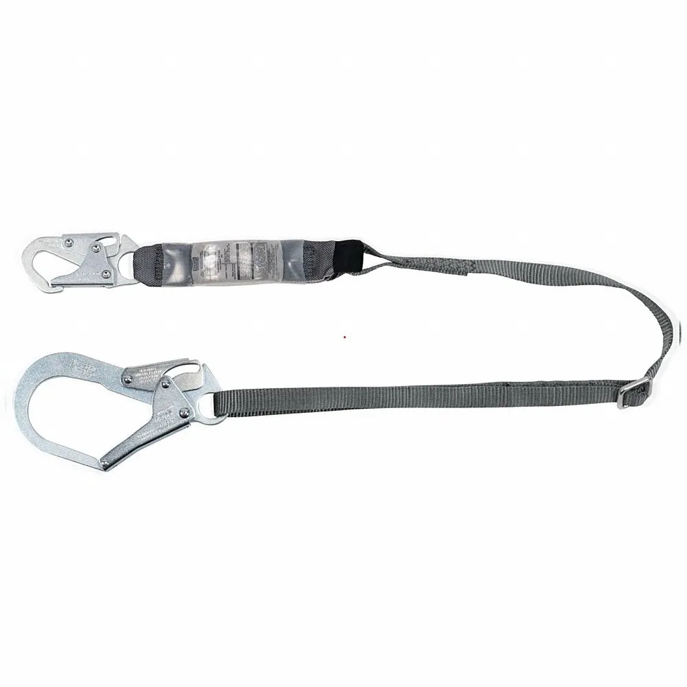 Shock-Absorbing Lanyard, Shock Pack, Steel Snap Hook, Steel Snap Hook, 310 lb Capacity