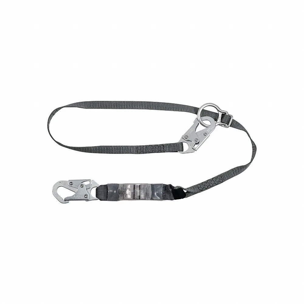 Shock-Absorbing Lanyard, Shock Pack, Steel Snap Hook, Steel Snap Hook, 310 lb Capacity