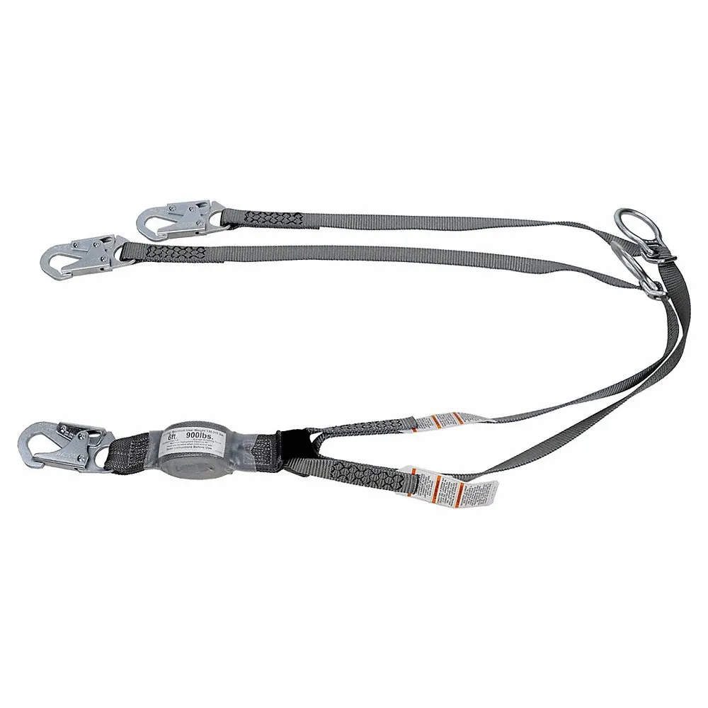 Standard Twin-Leg Adjustable Energy Absorbing Lanyard, Tie-Back, 6 ft. Size, 36C Snaphook, Ansi