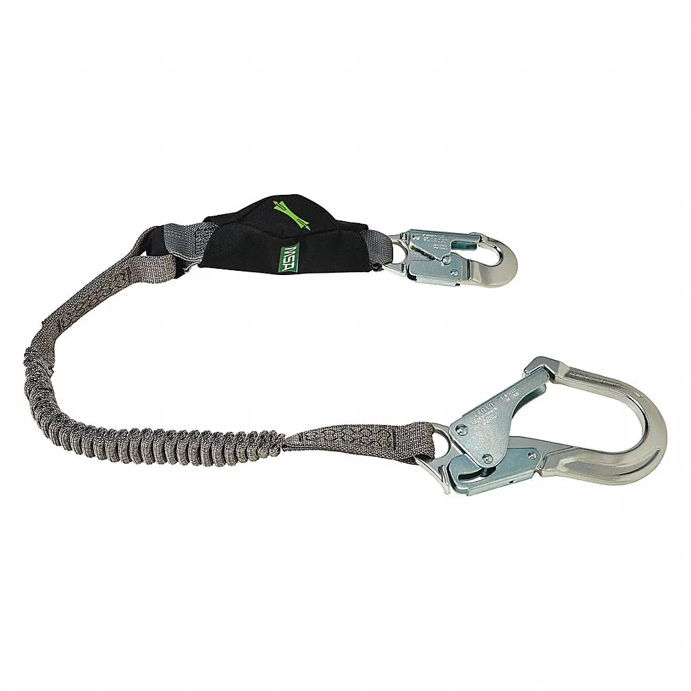 Shock-Absorbing Lanyard, Shock Pack, Aluminum Rebar Hook, Aluminum Snap Hook