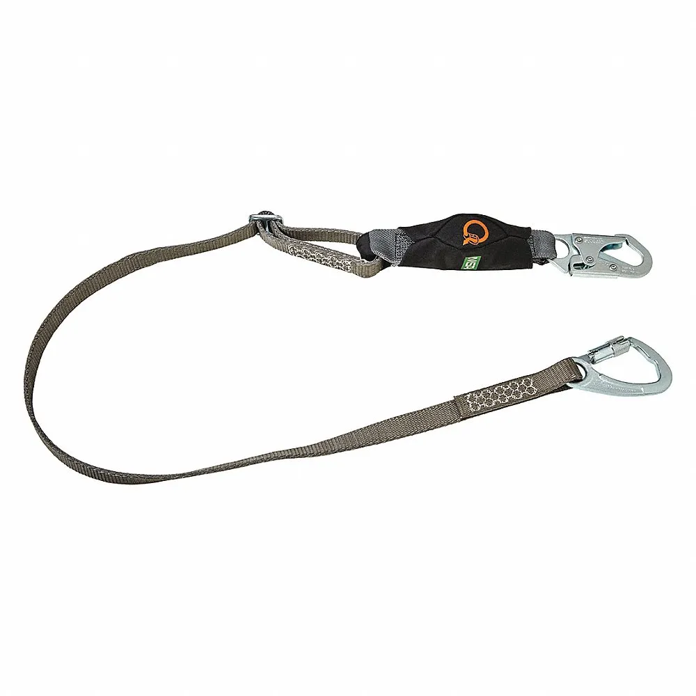 Shock-Absorbing Lanyard, Shock Pack, Steel Tie-Back, Steel Snap Hook, 310 lb Capacity