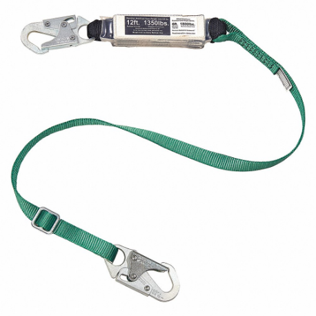 Shock-Absorbing Lanyard, Shock Pack, Aluminum Snap Hook, Aluminum Snap Hook