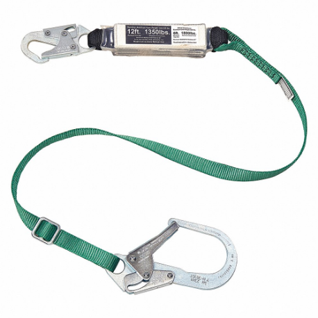 Shock-Absorbing Lanyard, Shock Pack, Aluminum Snap Hook, Aluminum Snap Hook