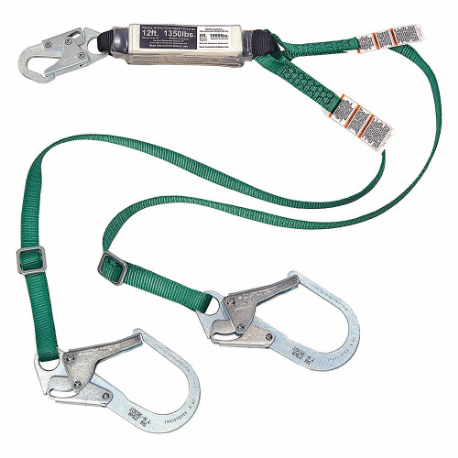 Shock-Absorbing Lanyard, Shock Pack, Aluminum Snap Hook, Aluminum Snap Hook