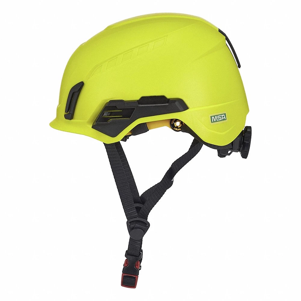 Safety Helmet, High-Visibility Yellow, No Graphics, Ratchet 4-Point, ABS