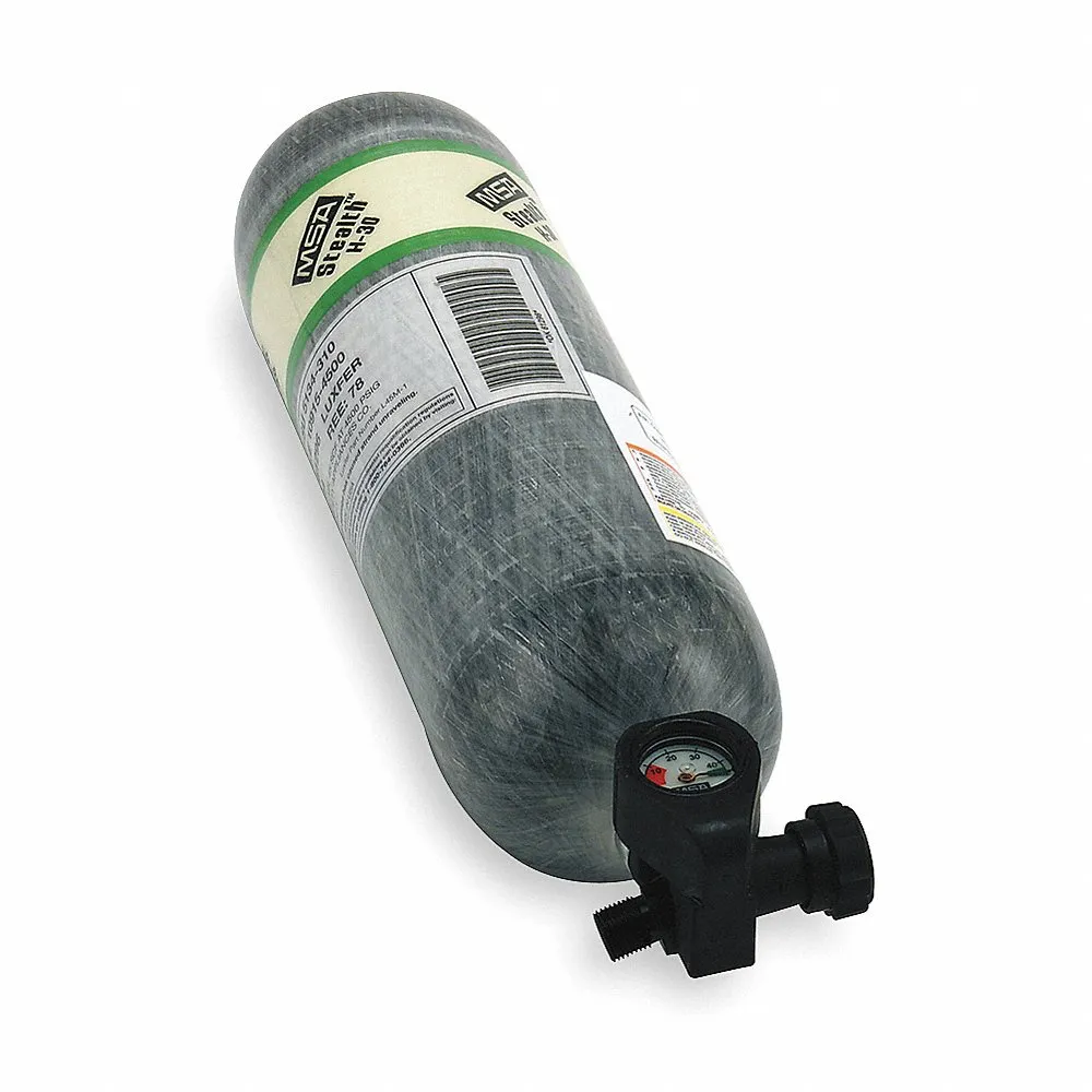 SCBA Cylinder, Carbon Fiber, 7.6 lb Wt Empty, Pre-Filled, 2, 216 psi Cylinder Pressure