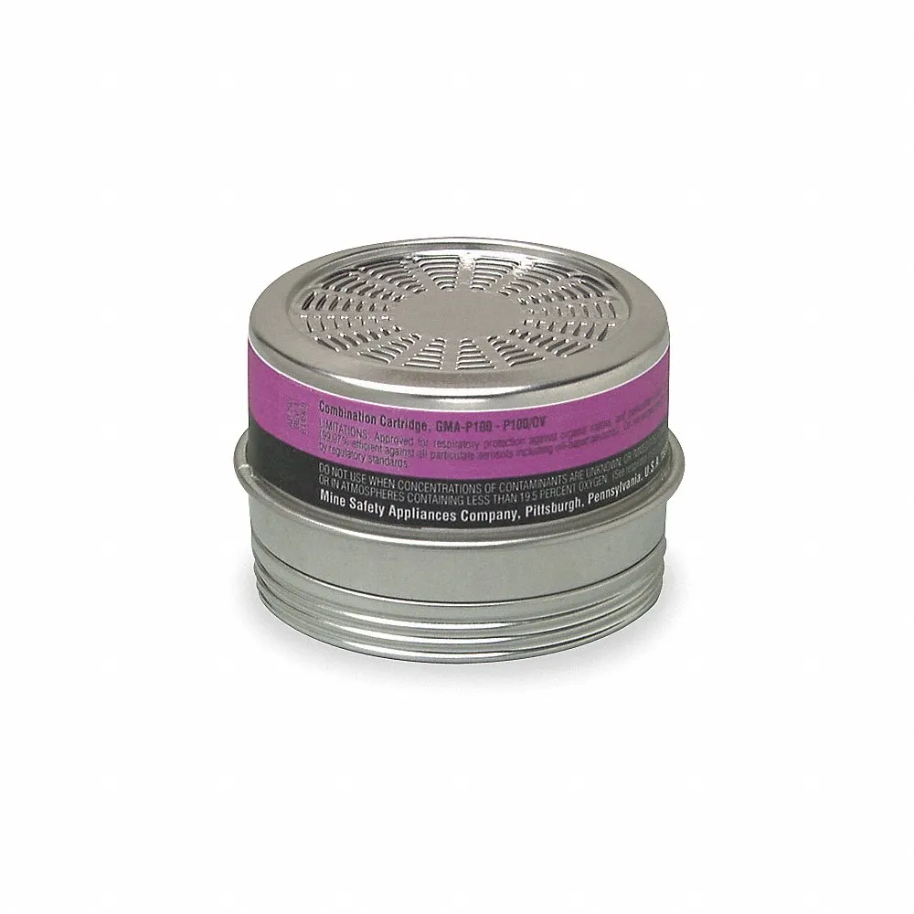 Combination Cartridge/Filter, Organic Vapor/P100, Black/Magenta Color, Threaded