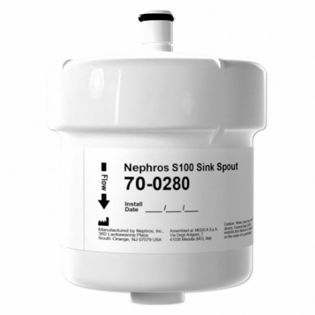 NEPHROS 70-0280 Point Of Use Water Filter, 0.1 Micron, 3 Gpm, 4 Inch Height, 3 Inch Dia | CT4BCA 55AU98