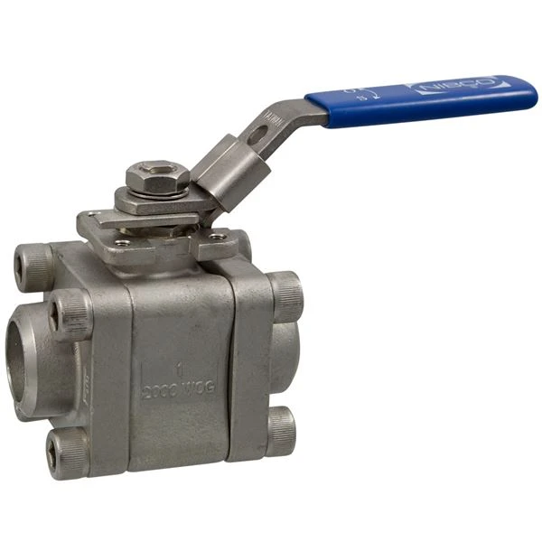 NIBCO NL9731A Ball Valve, 3 Piece, 1 Inch Valve Size, Butt Welded End Style, Stainless Steel Body | CB6TKT