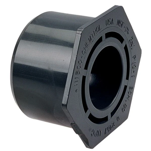 NIBCO CA12700 Flush Reducing Bushing, 2-1/2 x 1-1/4 Inch Size, Male Spigot x Socket End Style, PVC | BU4URG