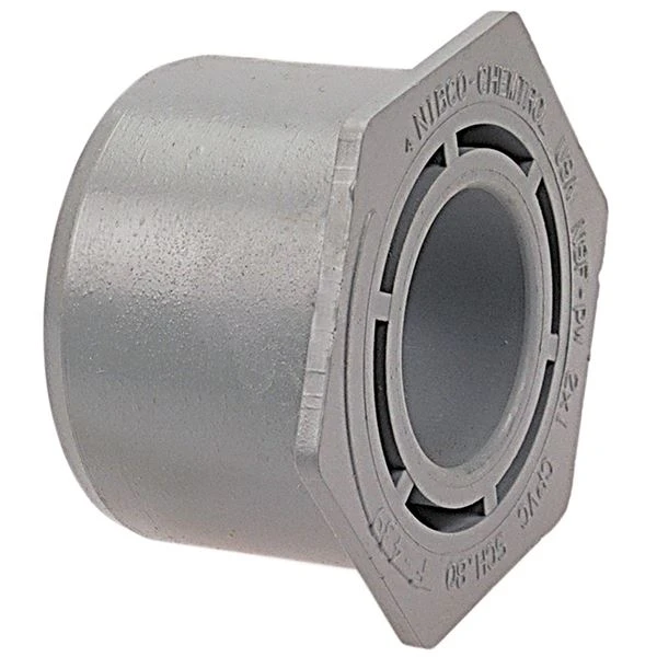 NIBCO CB11650 Flush Reducing Bushing, 4 x 3 Inch Size, Spigot x Socket End Style, CPVC | BU4VKB