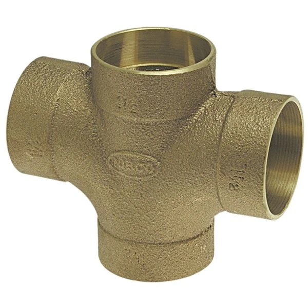 NIBCO E270650 Double DWV Tee, 2 x 1-1/2 x 1-1/2 x 1-1/2 Inch Size, Bronze | BU4QMH