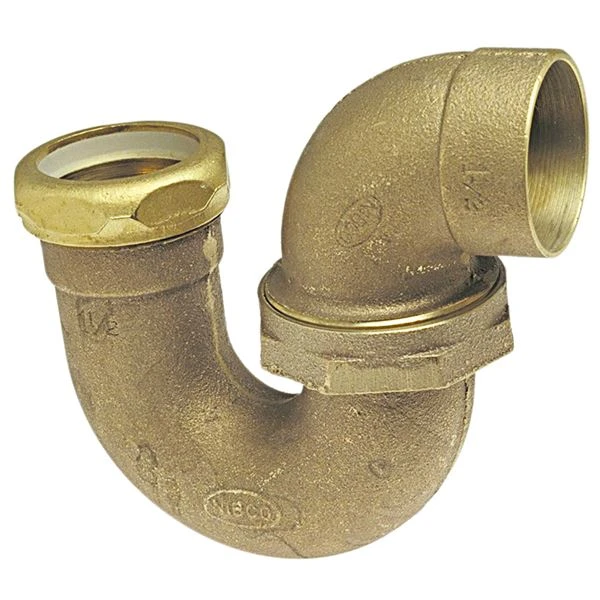 NIBCO E600400 P-Trap, 2 Inch Size, Cast Bronze, C x Slip Joint Connection | BU4QJC