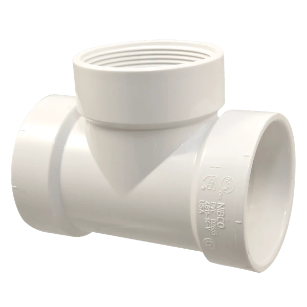 NIBCO K113070 DWV Straight Test Tee, 3 Inch Size, Hub x Hub x FNPT End Style | BU4NRN