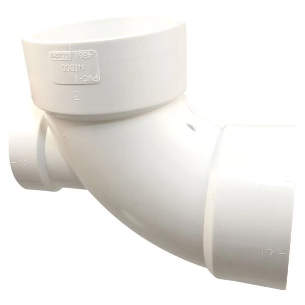 NIBCO K445300 DWV Reducing Bend With High Heel Inlet, 3 x 1-1/2 Inch Size, Hub End Style, PVC | BU4NXL