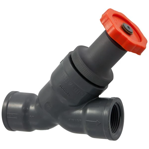 NIBCO MA512AA Y-Pattern Globe Valve, 1 Inch Size, FNPT, PVC Body | CB7LGN