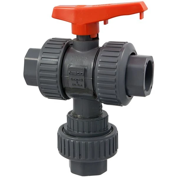 NIBCO MA985AA Ball Valve, 3 Way, 1 Inch Valve Size, FNPT End Style, PVC Body | CB7LFF