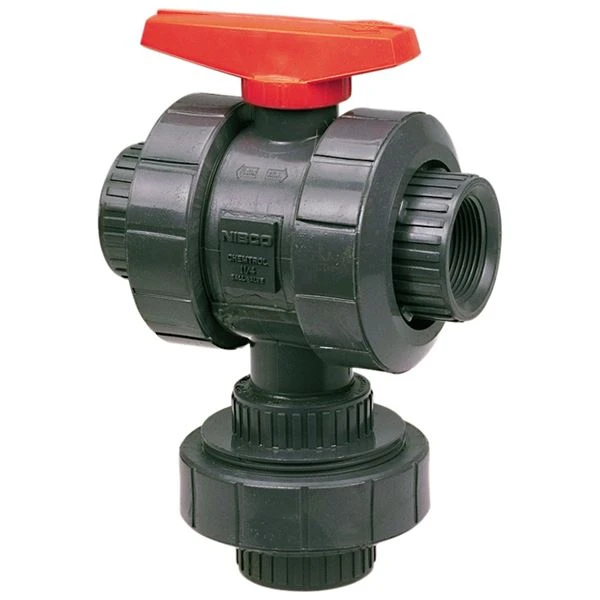 NIBCO MA782AA Ball Valve, 3 Way, 1 Inch Valve Size, FNPT End Style, PVC Body | CB7LFV