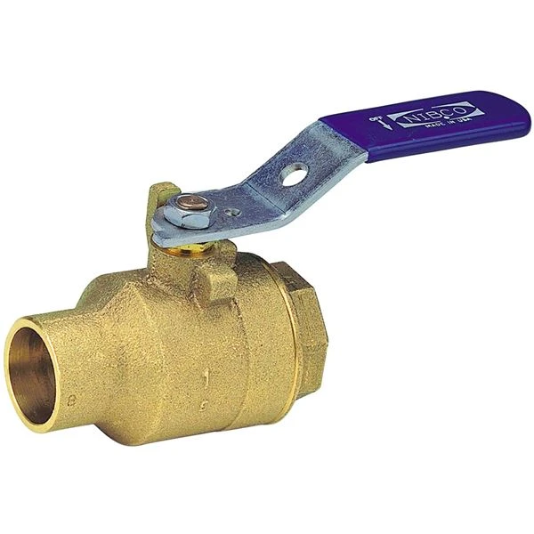 NIBCO NJ83A0D Ball Valve, 2 Piece, 2 Inch Valve Size, NPT x Solder End Style, Bronze Body | BY4GEB