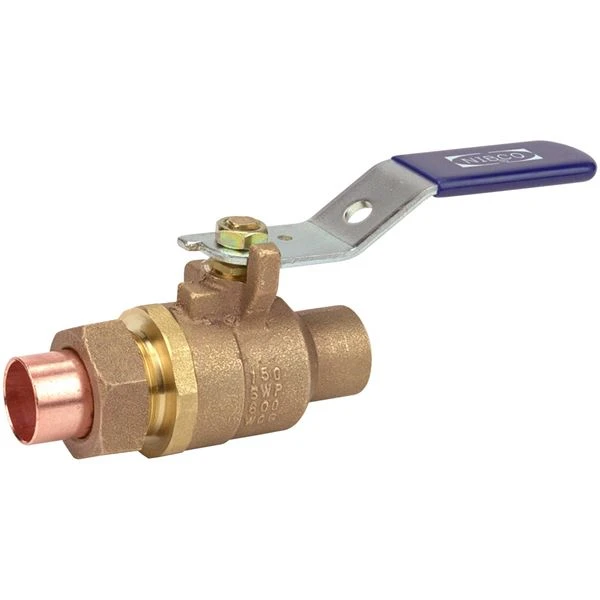 NIBCO NJ83F0A Ball Valve, 2 Piece, 1 Inch Valve Size, Solder End Style, Bronze Body | BZ6CUW