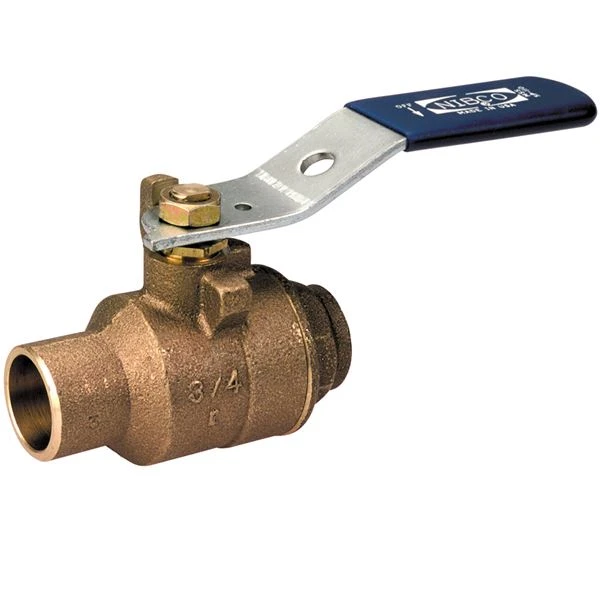 NIBCO NJ830LC Ball Valve, 2 Piece, 1-1/2 Inch Valve Size, Solder End Style, Cast Red Bronze Body | BZ6HUZ