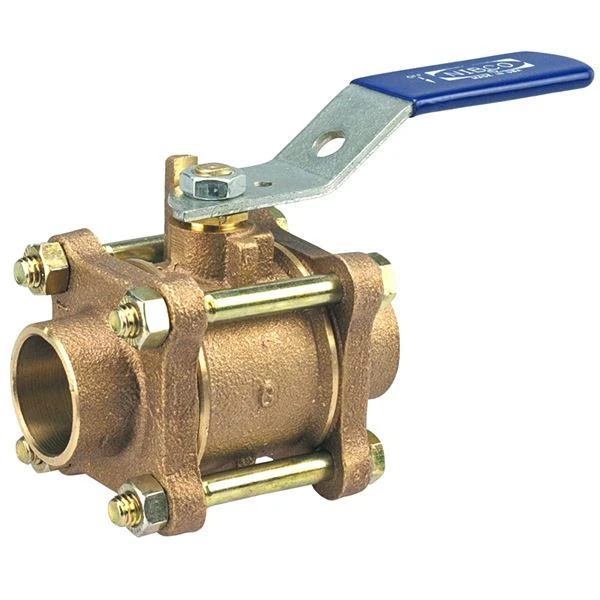 NIBCO NJ9100B Ball Valve, 3 Piece, 1-1/4 Inch Valve Size, Solder End Style, Bronze Body | BZ6CVP