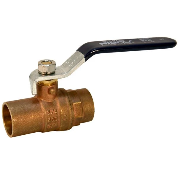 NIBCO NJ9600A Ball Valve, 2 Piece, 1 Inch Valve Size, Solder End Style, Brass Body | CA6TPE