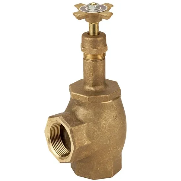 Angle Valve, 2 1/2 Inch Size, Female Npt Thread, Bronze, Cross Handwheel