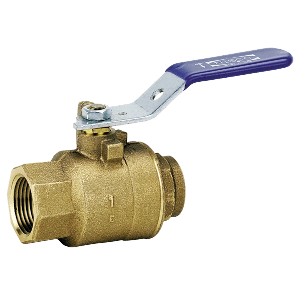 NIBCO NL95A0B Ball Valve, 2 Piece, 1-1/4 Inch Valve Size, NPT x Solder End Style, Bronze Body | CB4PTE