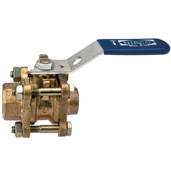 NIBCO NL99A06 Ball Valve, 3 Piece, 1/2 Inch Valve Size, NPT x Solder End Style, Bronze Body | CA3PAX