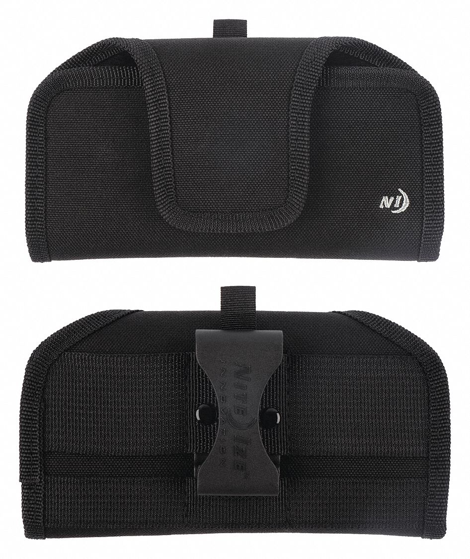 Cell Phone Holster, Xl, Black, Polyester