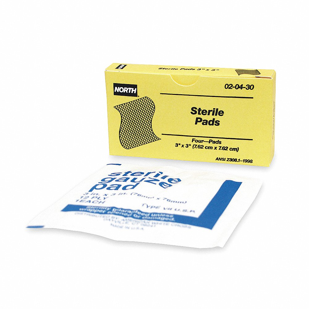 Gauze Pad, Sterile, White, Waterproof, Unitized, 3 In Wd, 3 In Lg