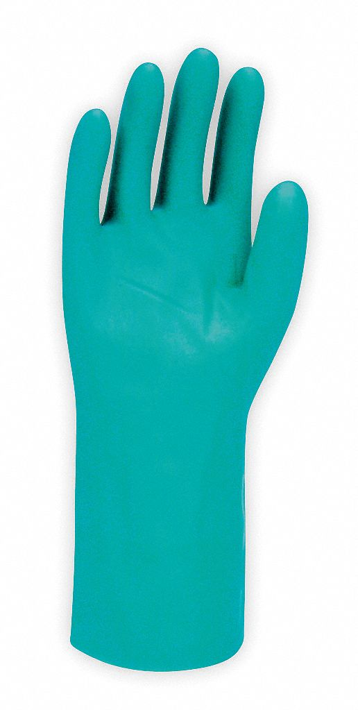 Chemical Resistant Gloves, 15 Mil Glove Thick, 13 In Glove Lg, 9 Glove Size, Green