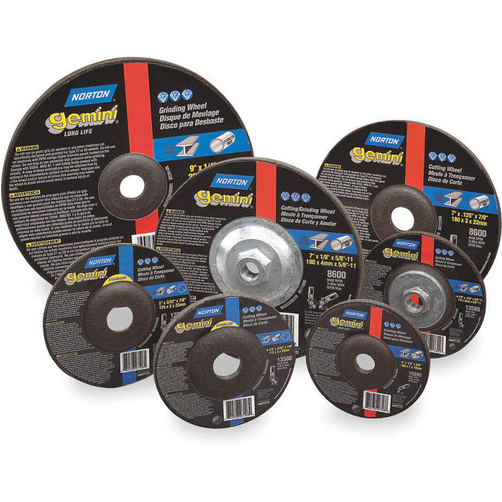 NORTON ABRASIVES 66252801865 Depressed Center Wheel, Aluminium Oxide, Type 27, 7/8" Arbor | AX3MRN 1PYC8