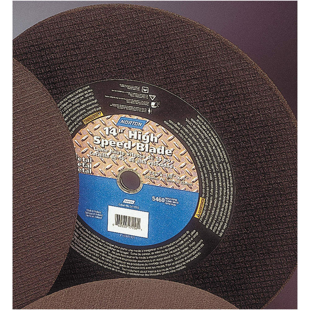 NORTON ABRASIVES 66252835386 Abrasive Cut-Off Wheel, Type 1, 14" Dia., Aluminium Oxide, 20mm Arbor | AX3NBC 4DDX1