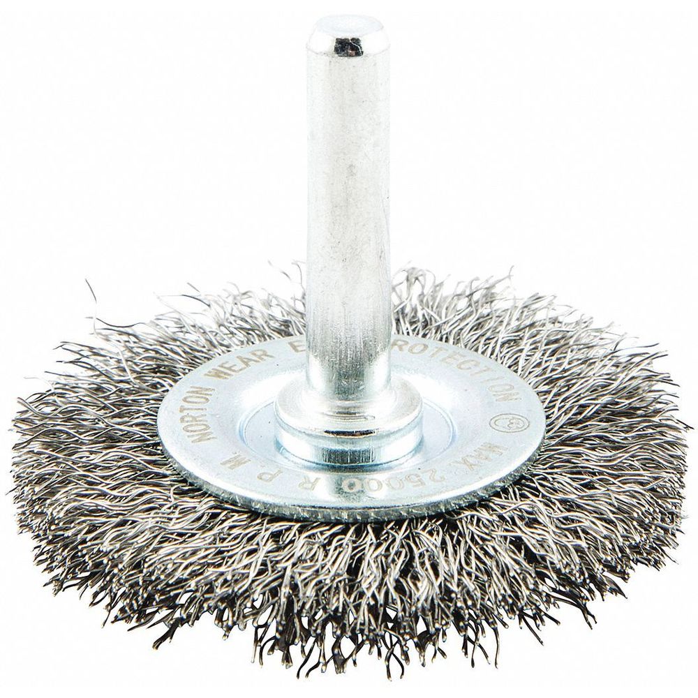 NORTON ABRASIVES 66252838964 2 Inch Crimped Wire Wheel Brush, Shank Mounting, 0.008 Inch Wire Dia. | CD2HZN 416M44