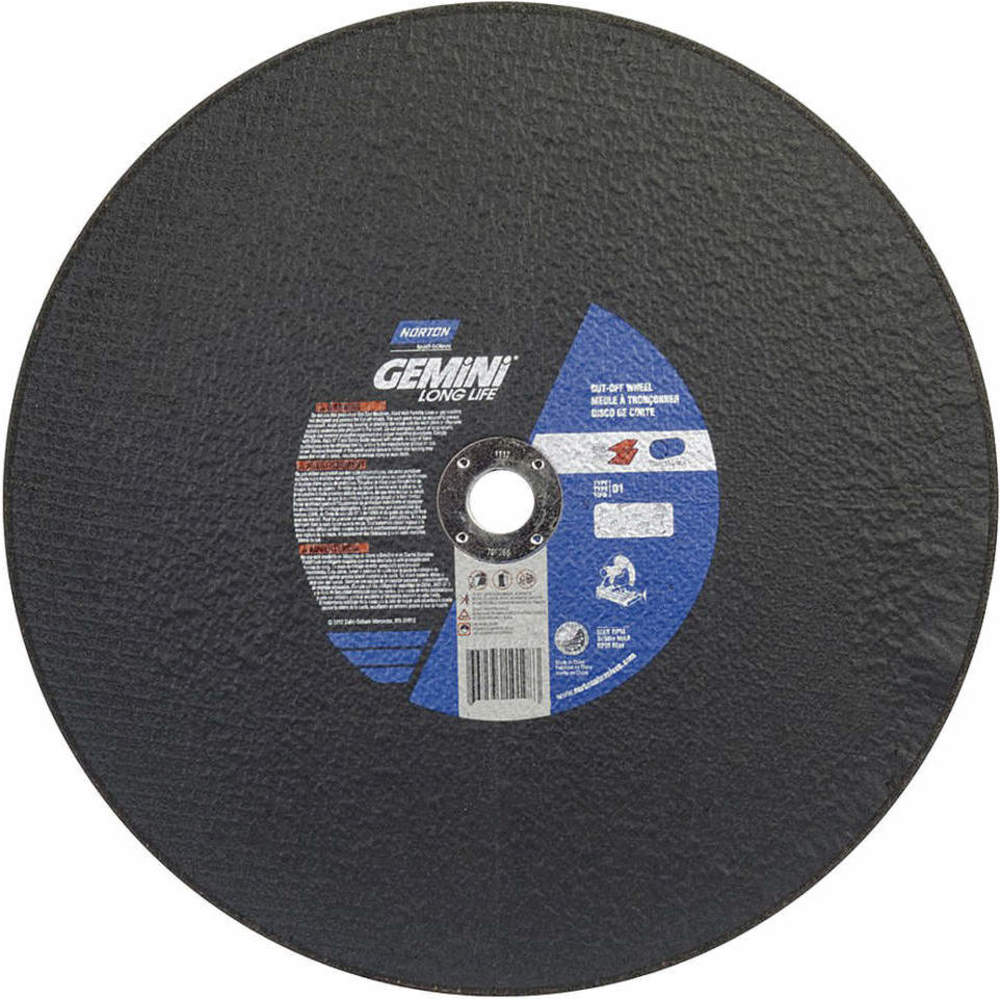 NORTON ABRASIVES 66253410198 Abrasive Cut-Off Wheel, Type 1, 16" Dia., Aluminium Oxide, 1" Arbor | AX3NFY 5A932