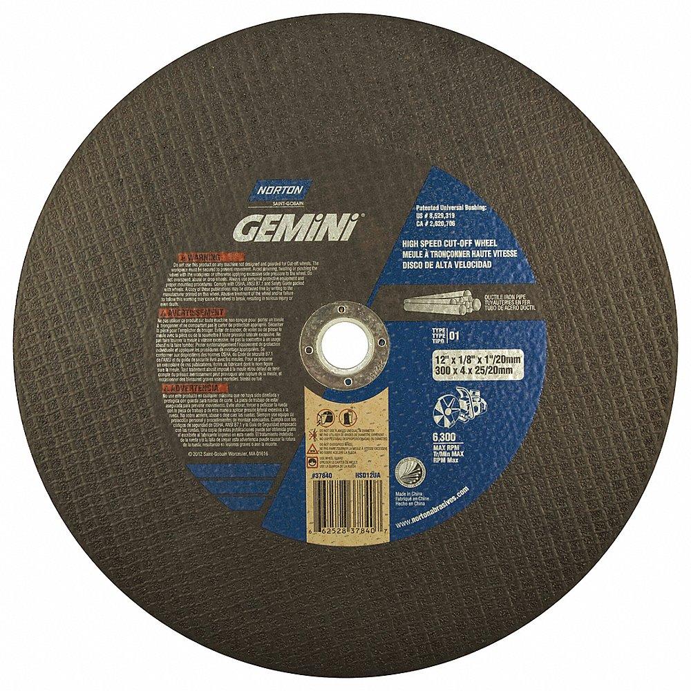 NORTON ABRASIVES 66252837840 Abrasive Cut-Off Wheel, 12 Inch Wheel Dia., Silicon Carbide, 0.125 Inch Thick | CH9NBV 12V885